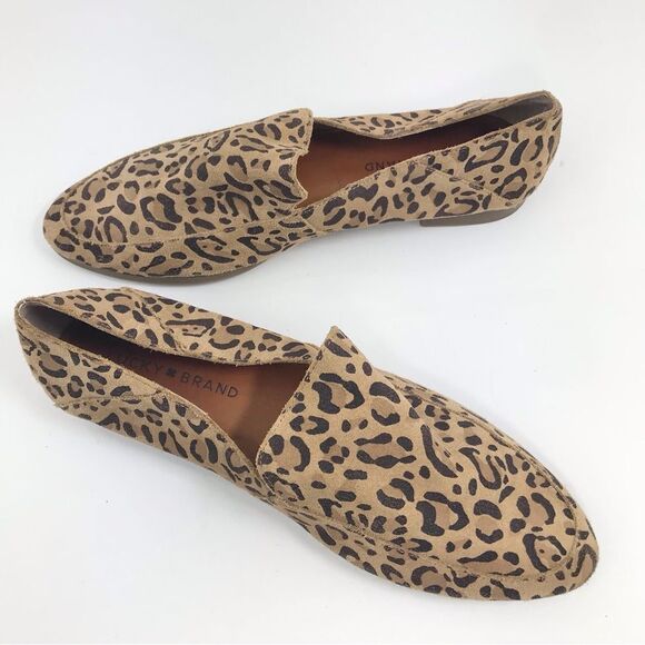 Lucky Brand BROGAN 2 Brown Cheetah Javan Print Cow Suede Slip On Loafer Flats - Picture 2 of 14